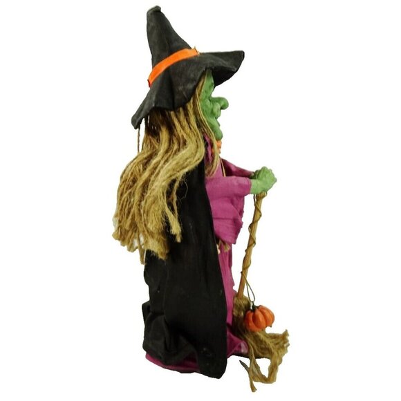 Halloween Vintage Witch Paper Mache Green Skin Tabletop Statue Figurine Big V - Picture 6 of 12